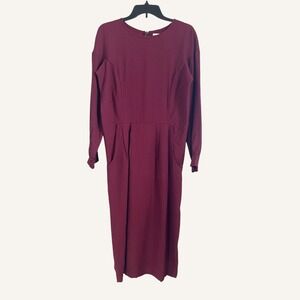 Sonja Link Burgundy Midi Dress Pockets Size‎ M Canada Made